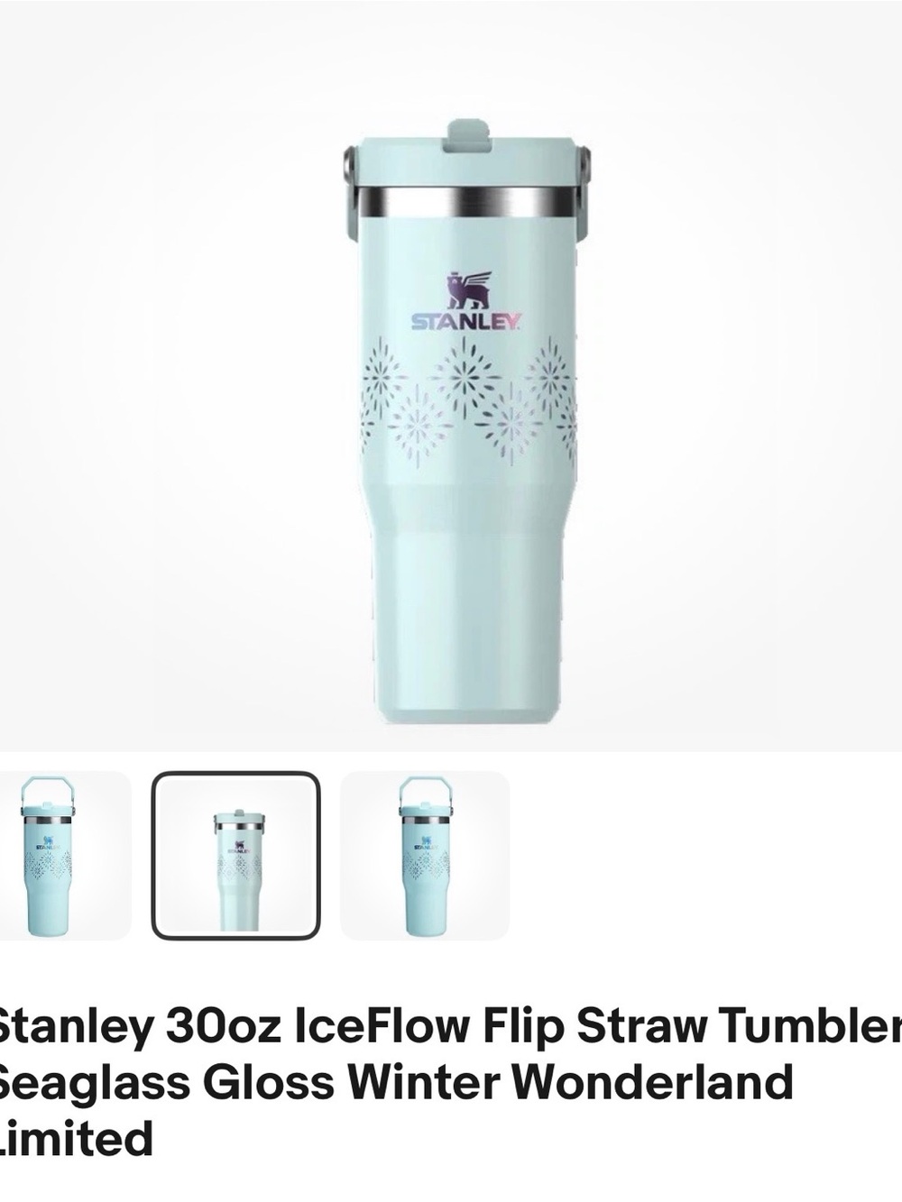 Stanley 30 OZ Ice Flow Seaglass Gloss Light Blue Tumbler Rare Winter Wonderland